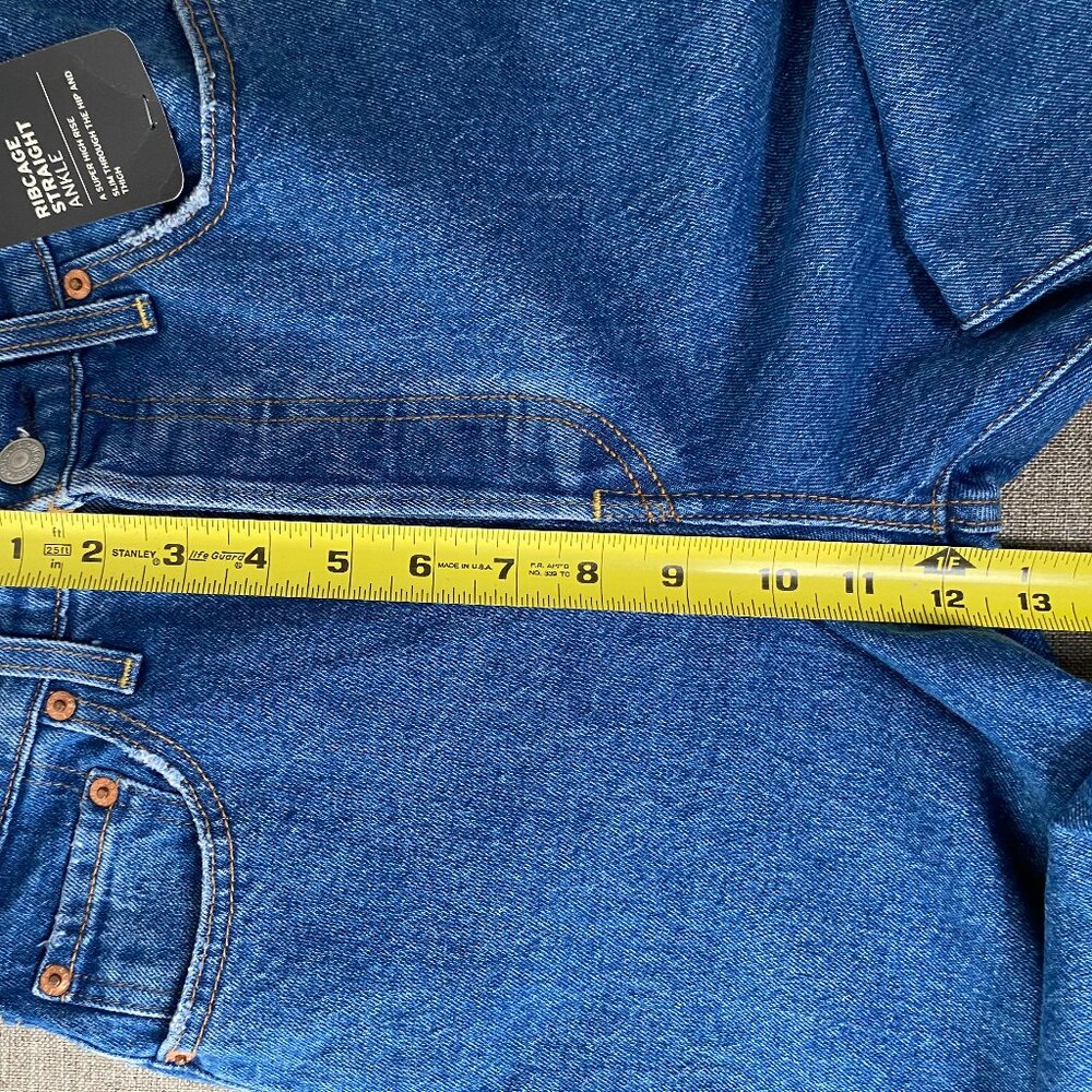 Levi's Ribcage Straight Ankle Denim Jeans Women 26 High Rise Blue Distressed NWT - Picture 13 of 16